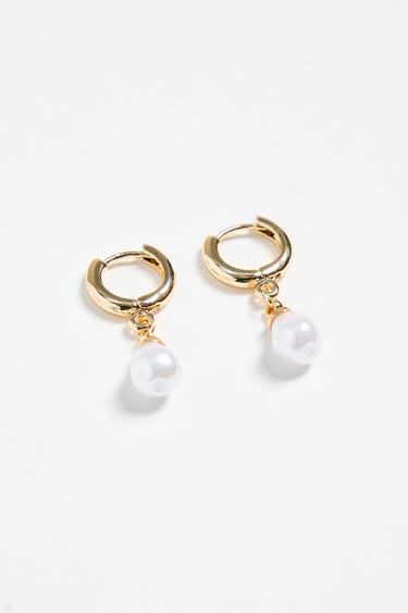 Mini Pearl Huggie Gold Earrings