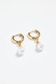 Mini Pearl Huggie Gold Earrings