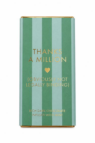 Thank You Green Stripe 53% Dark Chocolate Bar with Mint
