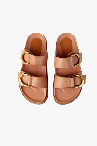 Mint Tan Leather Buckle Slide ACC Shoes - Slides, Sandals Walnut   