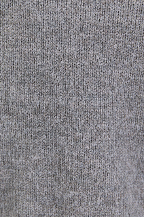 Close-up of grey knitted fabric texture