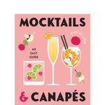 Book cover of 'Mocktails & Canapés' with cocktail illustrations on a pink background