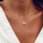 Moon + Heart Sterling Silver Necklace