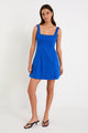 Moonlit Electric Blue Sleeveless Square Neck Mini Dress