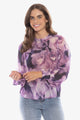 Movement Purple Poppies V Opening LS Blouse