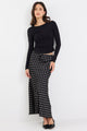 Rarity Black White Polka Dot Satin Tie Waist Bias Maxi Skirt