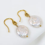 pearl gold dangle earrings