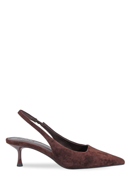 chocolate suede heel