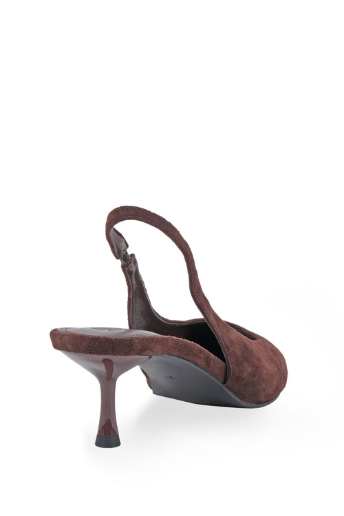 chocolate suede heel