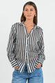 Narrative Black Stripe Semi Sheer Long Sleeve Shirt