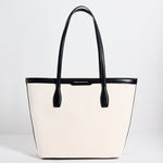 natural canvas black trim tote bag