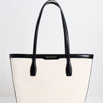 Natural Canvas Black Trim Tote Bag