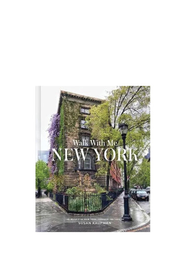 Book cover of 'Walk With Me New York' with a street scene and building in the background.