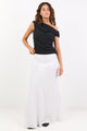 Lagos White Linen Blend Bias Maxi Skirt