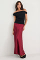 Preserve Burgundy Satin Floaty Bias Midi Skirt