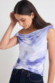 Nightlife Lilac Smudge Mesh Off Shoulder Short Sleeved Top