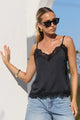 Nocturne Black Satin Lace Trim Cami