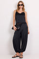 Fluidity Black Satin Balloon Pull On Pants
