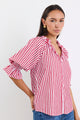 Noetic Red Stripe Short Sleeve Blouse