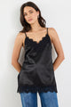 Noir Black Satin Lace Trim Cami