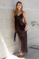 Margarita Chocolate Satin Lace Trim Bias Maxi Skirt