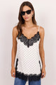 Noir Ivory Polka Dot Satin Lace Trim Cami