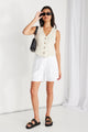 Nomadic White Linen Relaxed Structured Shorts