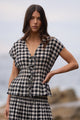 Nouveau Black Gingham Tie Front Top