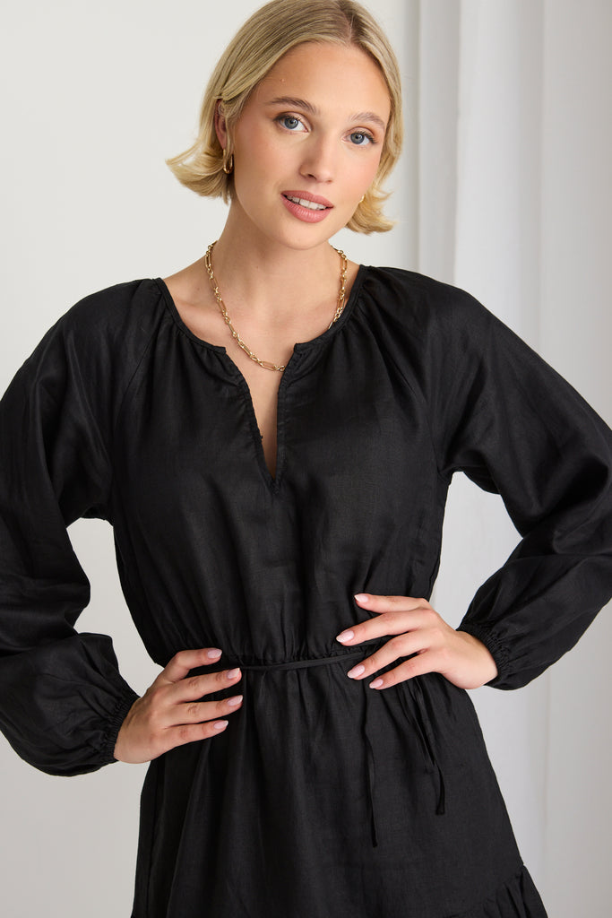 Shop Black Linen Maxi Dress Online | Flo & Frankie