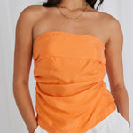 Observation Mandarin Cupro Strapless Top