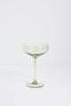 Olive Green Etched Leaf Coupe Cocktail Glass