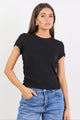 Onboard Black Rib Rouched Side Crop Tee