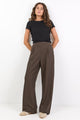 Instinctive Dark Chocolate Wide Leg Elastic Back Pants