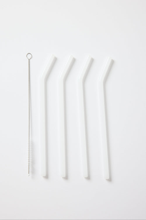 white glass straws