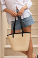Capri Natural Straw Black Trim Tote Bag