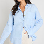 Optimum Light Blue Linen Oversized Shirt