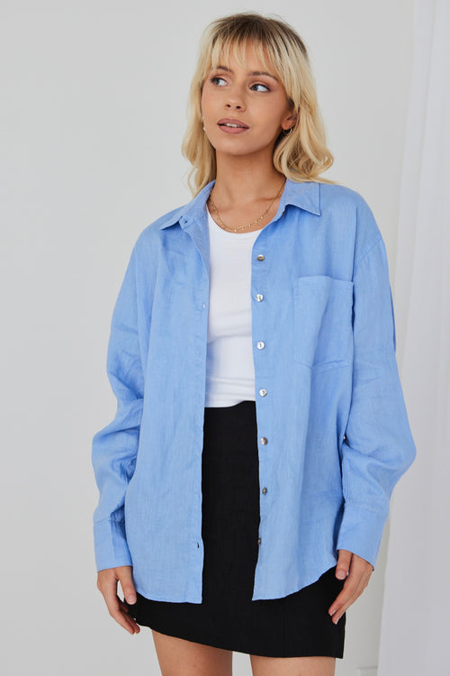 Optimum Cornflower Linen Oversized Shirt WW Shirt RE:Union   