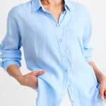 Optimum Sky Blue Stripe Linen Oversized Shirt