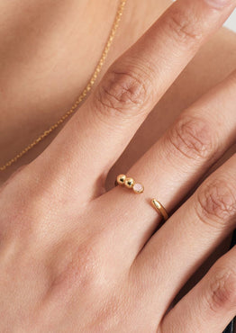 Orb Rose Quartz Adjustable Gold Ring ACC Jewellery Ania Haie   