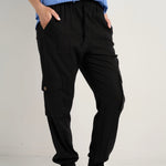 Debut Black Linen Viscose Jogger Style Pants