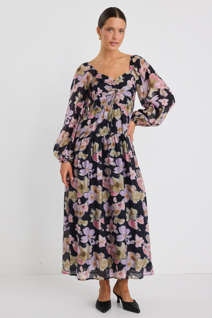Flore Ls O Neck Dress Black