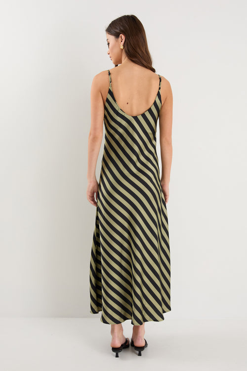 Otherworldly Khaki Black Stripe Satin Bi