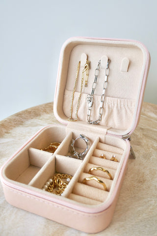 Square Pink Jewellery Travel Case