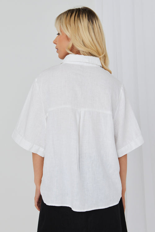 Response White Linen SS Boxy Shirt WW Top RE:Union   