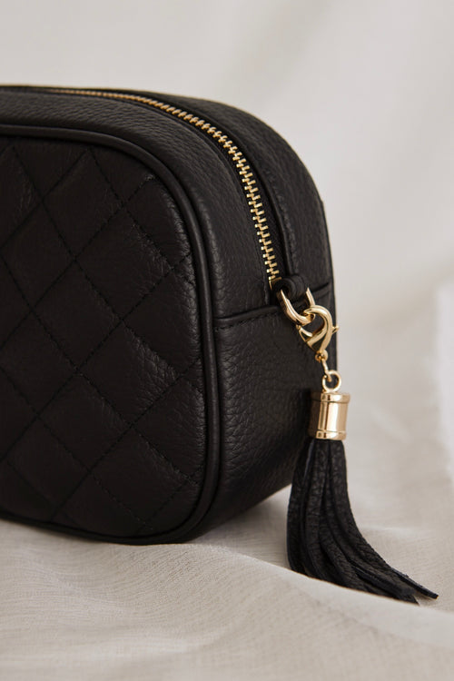 Paris Black Leather Diamond Quilted Bag ACC Bags - All, incl Phone Bags Among the Brave   
