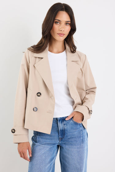Pathway Taupe Cropped Trench Jacket