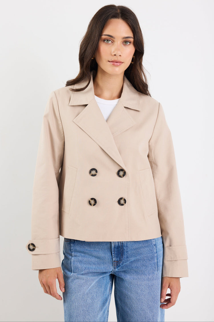 Stories Be Told Pathway Cropped Trench - Taupe Arriving June