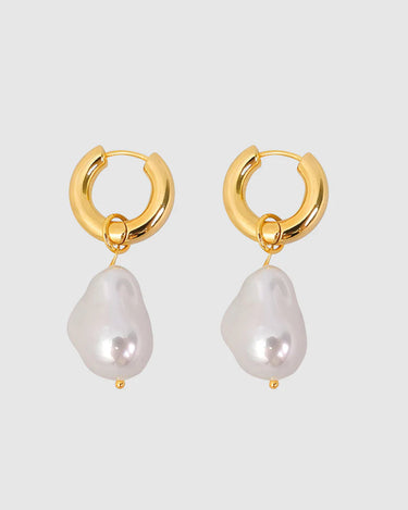 Pearl Drop Gold Plated Hoop Earring