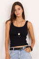 Pebble Black Rib Singlet Tank