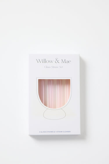 Pink Cocktail Short Reuseable Pk 4 Glass Drinking Straws